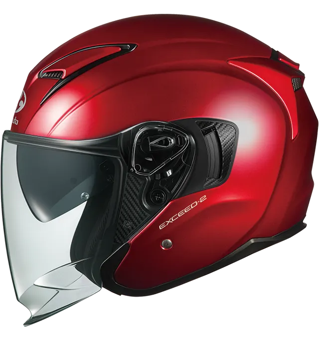 OGK KABUTOのジェット EXCEED-2 シャインレッド
